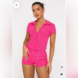 White Fox Must Have Hot Pink Terrycloth Top Size XS